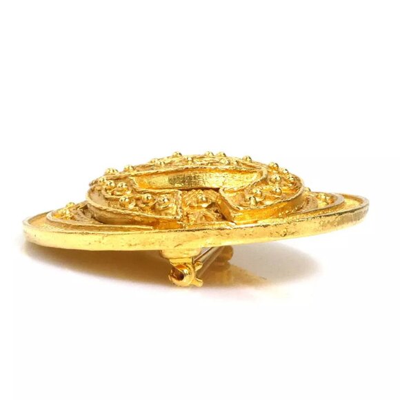Auth CHANEL Vintage CC Logo Brooch Gold Metal - - Picture 3 of 8